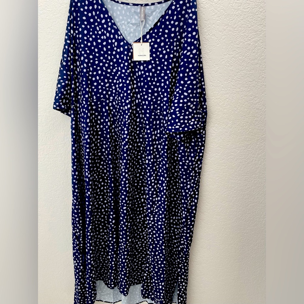Noracora blue polka dot dress NWT